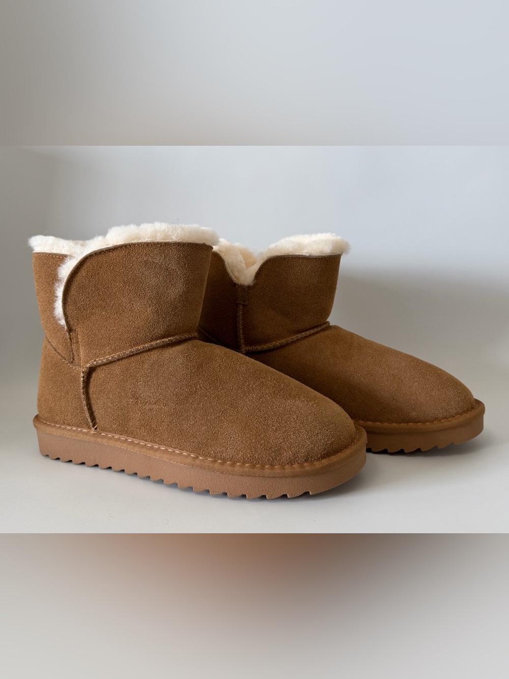 Women's Suede Shearling Lined Ankle Boots - Brown 7.5